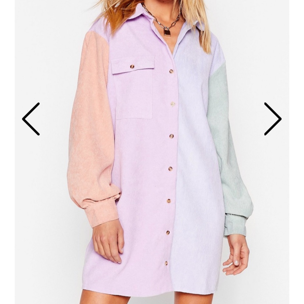 Color block Corduroy Shirt Dress Nasty Gal